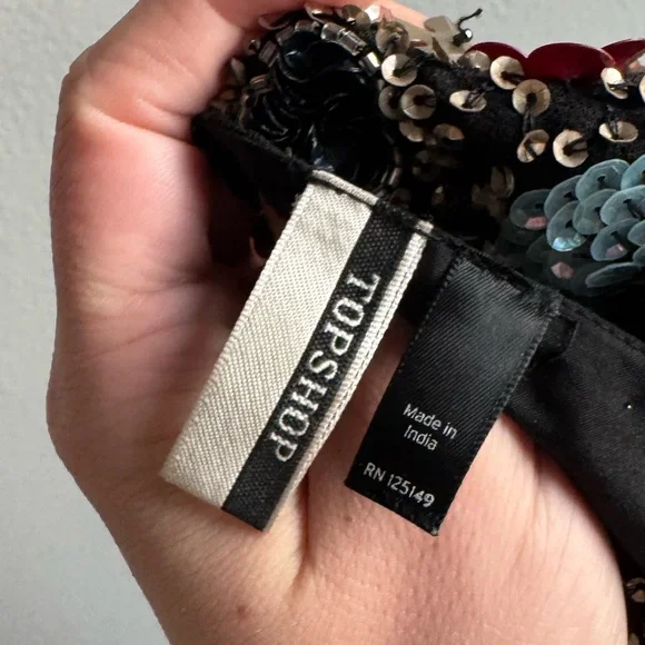 Topshop Bird Embellished Minidress Sequin Beaded Party Event Dress size 4 US - Picture 10 of 11